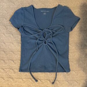 American Eagle Outfitters Navy Tie-Front Tee